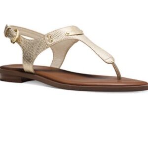 Michael Kors Womens Mk Plate Thong Golden Sandals Sz 7.5 M